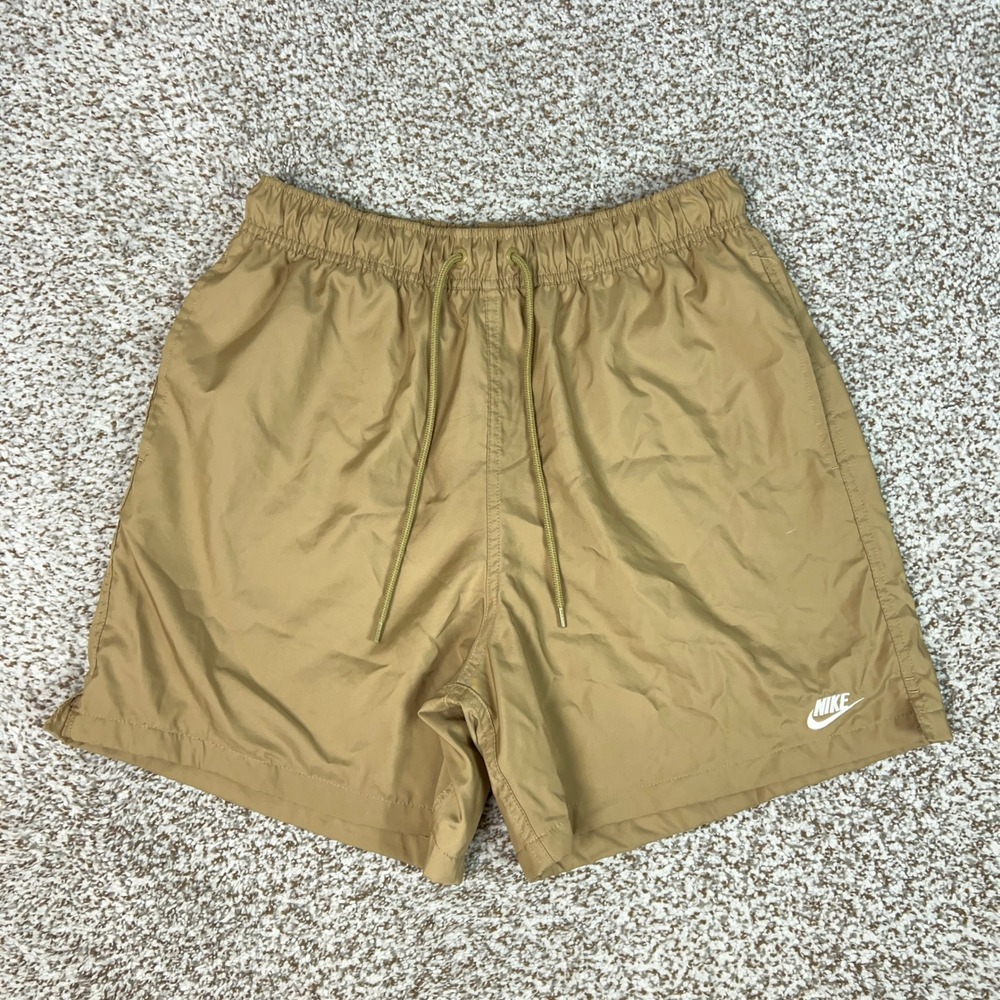 Nike Shorts Men Medium Brown Sportswear Woven Mesh Lined Casual Logo Gym Workout
